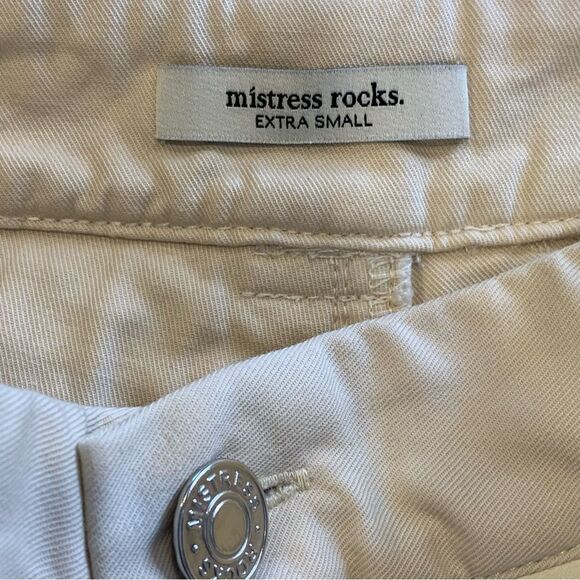 Mistress Rocks Faux Leather and Twill Paneled Pants Cream Size Extra Small - Picture 6 of 10